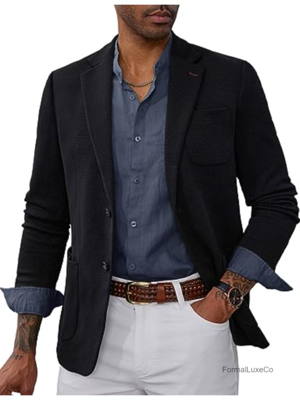 Mens Knitted Blazer Casual Sport Coat Lightweight Regular Fit